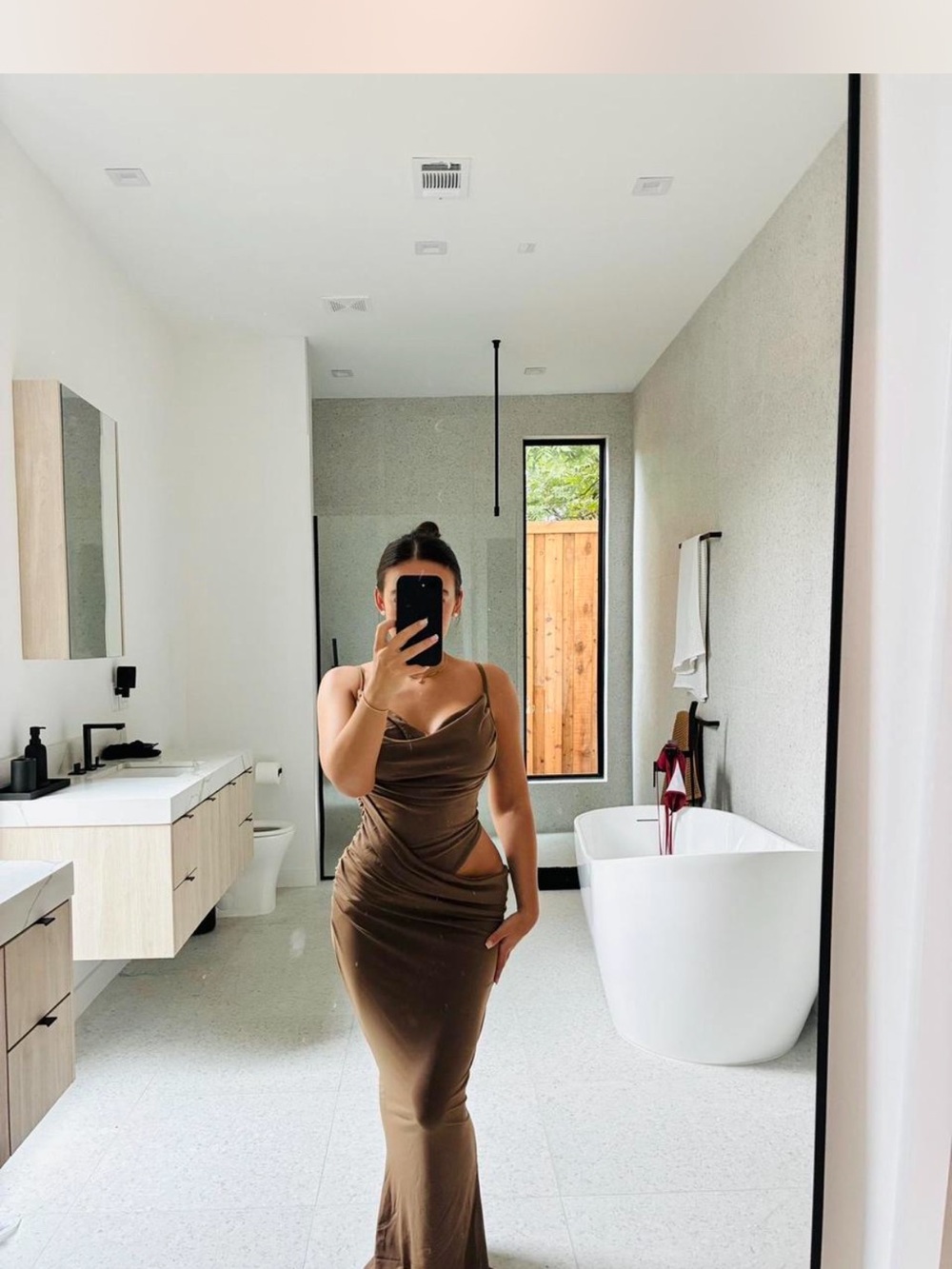 Brown Satin Evening Dress - SO cute, and comfortable! Brand new, never worn!